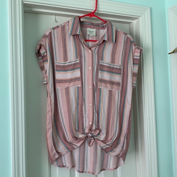 Small Striped Blouse pink/Blue/Orange/White - Picture 1 of 6